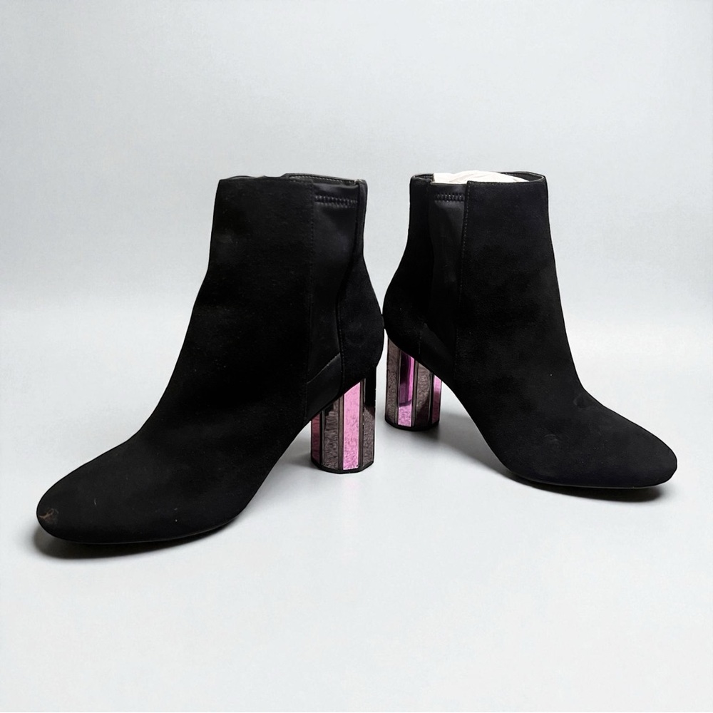 NWOT • Suede Black Ankle Boots with Mirrored Heels • Aldo • Size 10